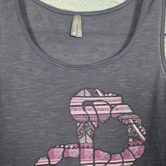 Vanity Gray Anchor Fringe Tank Top Size S - Picture 3 of 6